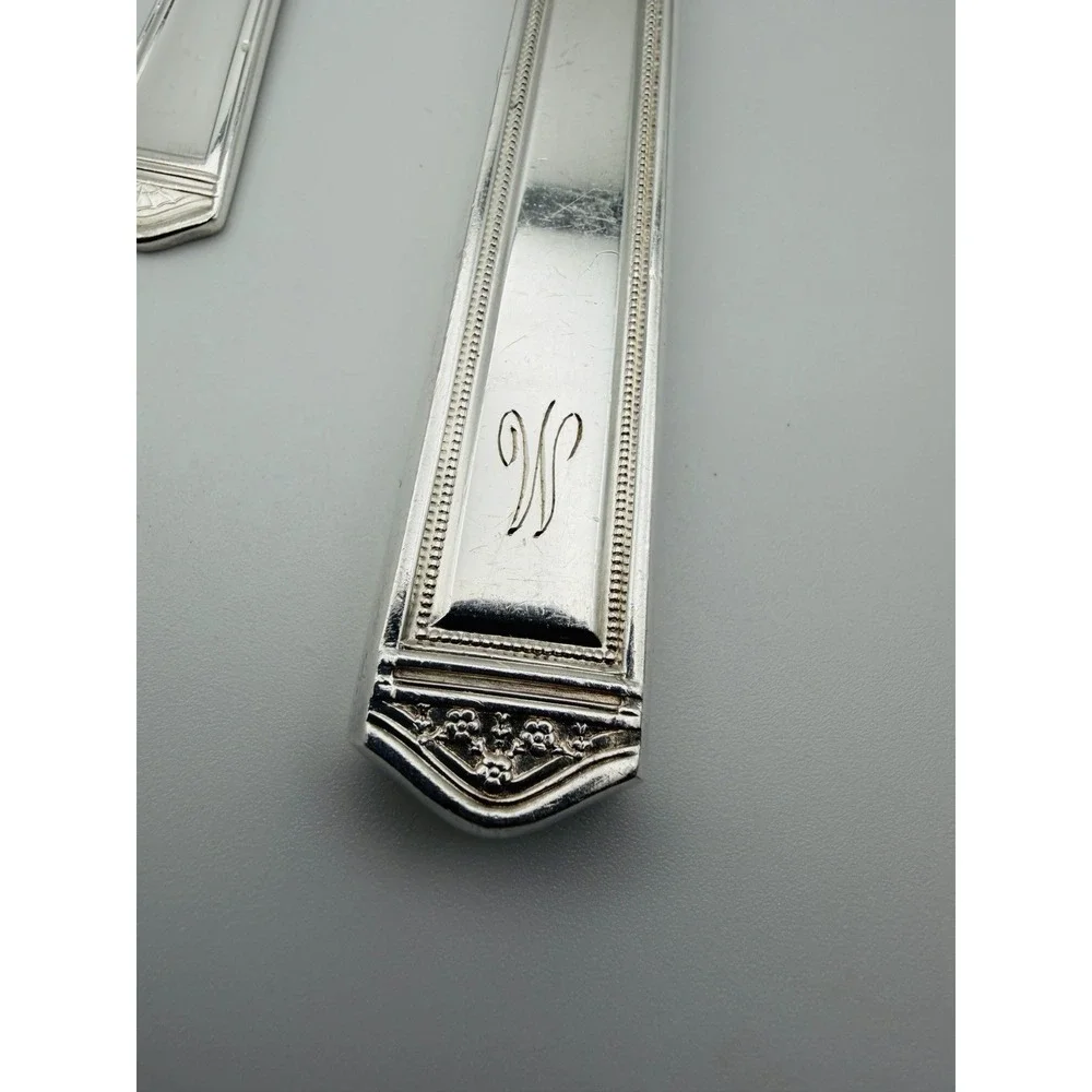 1847 Rogers Bros ANNIVERSARY Silverplate 6 Pc Monogram W 1923 Vintage Art Deco